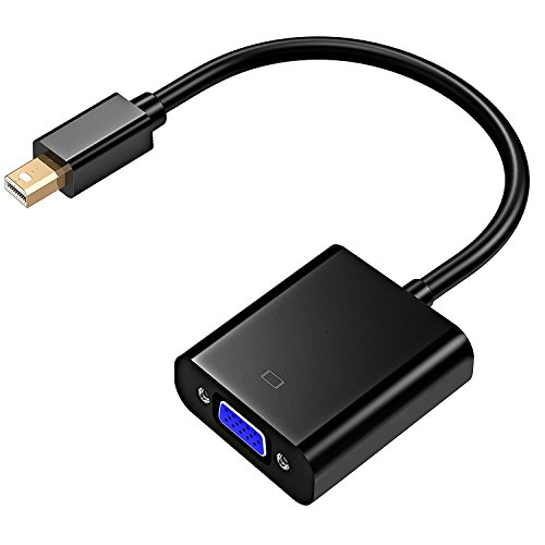 Click Here to See More Images LVGOO Mini DP to VGA Adapter Converter Cable (Male to Female) for Macbook Air/Pro, Microsoft Surface Pro & Pro 2/3, Gold-Plated - Black