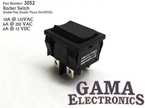 GAMA ElectronicsCompact 3 Position Double Pole On-Off-On Rocker Switch DPDT