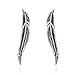BAMOER Clip on Earrings Cute Black Earrings 925 Silver Ear Climber Earrings for Women Ear Crawler Earrings Sterling Silver