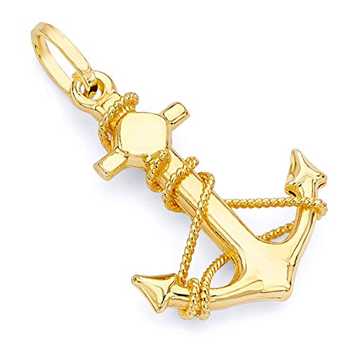 Anchor and rope with interlaced hanger - 18k yellow gold pendant - SA18-2 - yellow gold