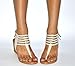 Twisted Women's Riley Metal Ring Low Wegde Sandal with Strappy Ankle Wrap
