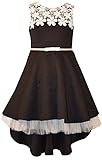 Bonnie Jean Big Girls 7-16 Sleeveless Lace belted High low Dress - Black Party Dress