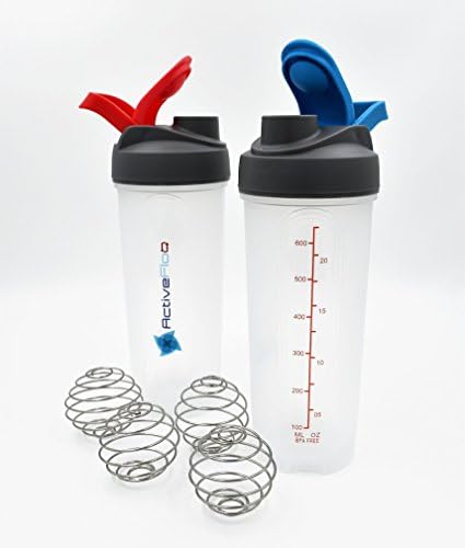 ActiveFloo Protein Shaker Bottle with Blender Ball, 2 Count