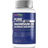 NutriElite Pure Magnesium Glycinate Chelate (as Bisglycinate) - 200mg of High Absorption Chelated Mag Supplement ( 400 mg Daily) - Easy To Swallow Capsules (Not Tablets) - 120 Caps