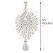 Swasti Peacock Shaped Zircon CZ Fashion Jewelry Set Pendant Earrings with Chain 3.5 INCHES