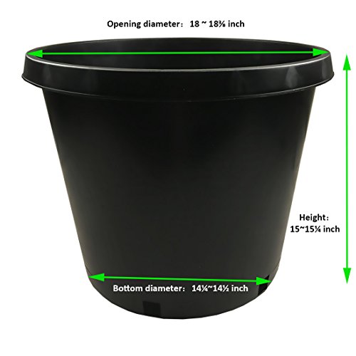 Calipots 5Pack 15 Gallon Premium Black Plastic Nursery Plant Container