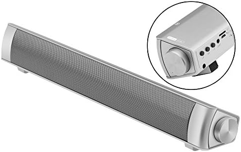 Portable Stereo Bluetooth Speaker,10W+ Bass speakers,Perfect wireless Soundbar Speaker for Home Travel,Sound Bar with 3.5mm Aux TF Card(Silver+Black)