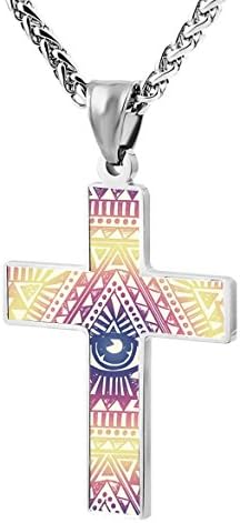 OHMYGODDESS Illuminati Print Cross Religious Jewelry Zinc Alloy Pendant Necklace