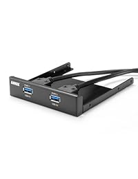 Panel frontal de 3.5 pulgadas Anker Hub USB con 2 puertos USB 3.0 [Conector de 20 pines y cable adaptador de 2 pies]