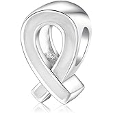 Bolenvi Awareness Ribbon Silver Bead Charm - 925 Sterling Silver Charms, Compatible with Pandora Charm Bracelets and Similar - Unique Enamel Ribbon Bead For Bracelets and Necklace