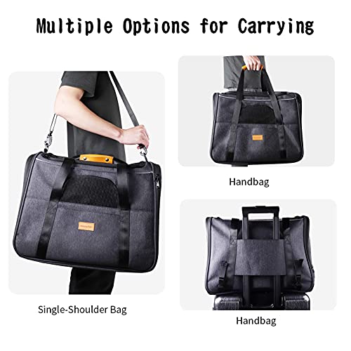 Morpilot Pet Carrier Bag, Portable Cat Carrier Bag Top Opening, Removable Mat and Breathable Mesh, Foldable Cat Carrier Transport Bag for Dogs and Cats, with Shoulder Strap and Pet Bowl Grey