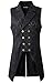 DarcChic Mens Gothic Steampunk Double Breasted Vest Waistcoat VTG Brocade (XXL, Black)