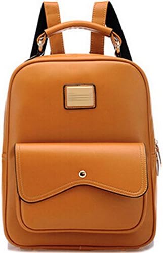 Aksautoparts Women Leather School College Girls Backpack Laptop Bag Travel Rucksack Protection Bag (Brown)