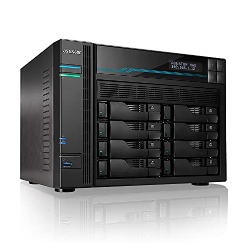 Asustor Lockerstor 8 AS6508T 8 Bay NAS - Network Storage Enclosure, Quad Core 2.1GHz CPU, 8GB RAM DDR4, M.2 NVMe SSD