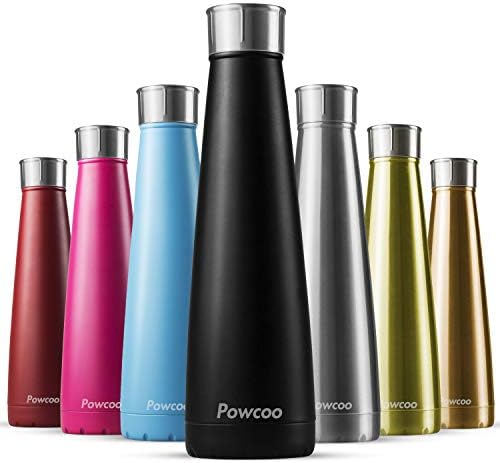Powcoo Water Bottle,500ml BPA free Stainless Steel Vacuum Insulated Water Bottles,24h Cold & 12h Hot Double Walled Sport Drinks Bottle,Leak proof Thermos Flask for Running,Camping,Cycling,Gym