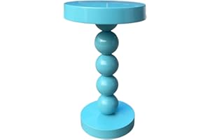 TUSOPORT Pedestal Side Table, Drink Table, Small End Table, Martini Table Pedestal Cocktail Side Table, Modern Round Metal Nightstand Decor Accent Table Stylish (Blue)