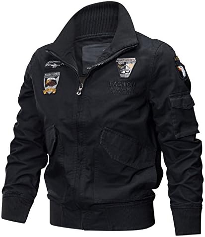 Marvin Cook Military Jacket Men Winter Thermal Cotton Jacket Coat Army Pilot Jackets Air Force Cargo Coat Slim Black L