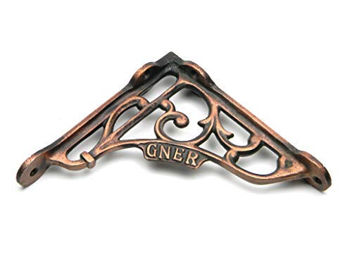 Oakcrafts - Pair of Shelf Brackets Antique Cast Iron GNER with a Copper Finish - 130mm x 130mm / 5.0" x 5.0"
