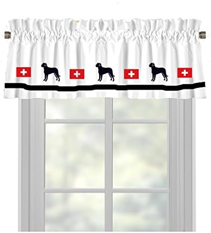 Greater Swiss Mountain Dog Swiss Flag Window Valance / Window Treatment - In Your Choice of Colors - Custom Made