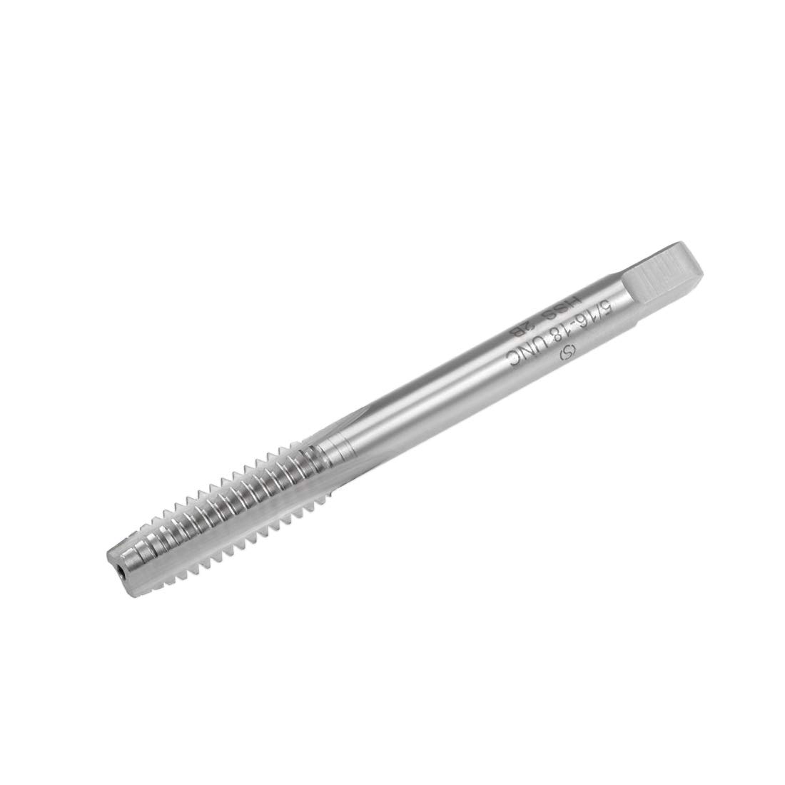 sourcing map Machine Tap 5/16-18 UNC Thread 2B Class 3 Flutes High Speed Steel Screw Threading Tap Tapping Tool