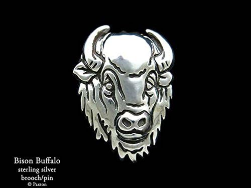 Paxton JewelryBison Buffalo Brooch Pin in Sterling Silver Hand Carved & Cast by Paxton
