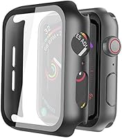 Misxi Black Hard Case Compatible with Apple Watch Series 6 SE Series 5 Series 4 40mm, Hard PC Case Slim Tempered Glass...