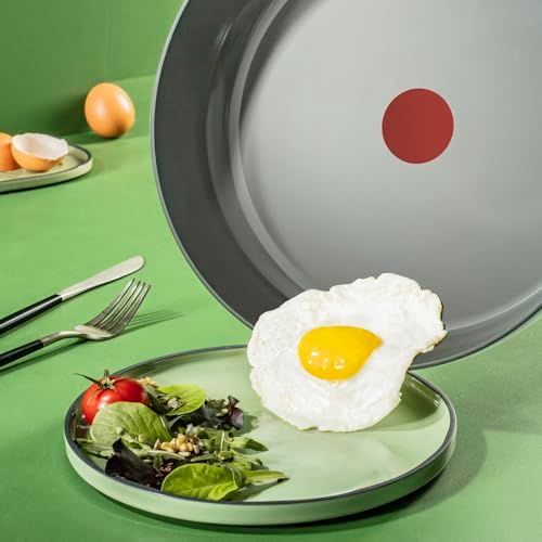 Renew On – Sartén de 32 cm de aluminio 100% reciclado, revestimiento antiadherente cerámico, Thermo-Signal, embalaje 90% reciclado, todo tipo de cocinas, cocina baja en grasas