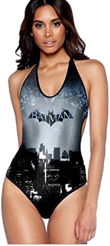 rbshop Black Batman Monokinis One Piece Sexy Bodysuit City Night View Halter Swimsuit Beach Sport Suits Summer