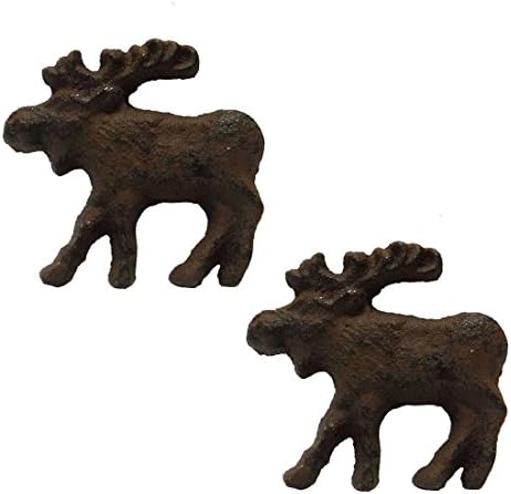 Rustic Moose Metal Drawer Pull or Bar - Rust Brown (Set of Two Knobs)