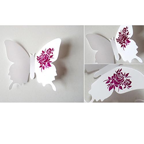 Ufengke 12 Piezas 3d Mariposas Blancas Purpura Flores Pegatinas
