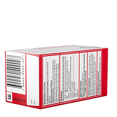 TYLENOL EXTRA STRENGTH PAIN RELIEVER & FEVER REDUCER, ROUND COATED TABLETS, 500 MG ACETAMINOPHEN PAIN RELIEF PILLS FOR HEADACHE, TOOTHACHE & MINOR ARTHRITIS PAIN, 100 CT