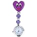 Polytree 2pcs Women's Smiling Faces Heart Clip-on Pendant Nurse Fob Brooch Pocket Watch (Purple Red)