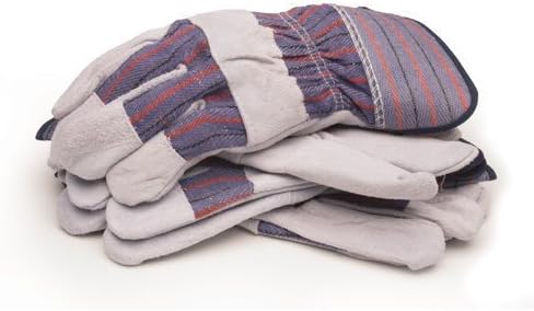 Leather Work Gloves - Split Design - Heavy Duty Industrial Safety Gloves - Fits Both Men &amp; Women - All-Season (Summer/Winter) - Perfect for Mechanics, Welding, Gardening, Driving, and More!(3 Pairs)