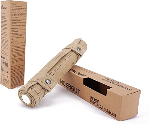 Sondergut Roll-up Portable Suede Backgammon Game Set - for Adults & Children - Ideal for RV Travel, Cruise, Airplane, Camping, Backpacking, Road Trips, Etc. Multiple Colors (Cream)