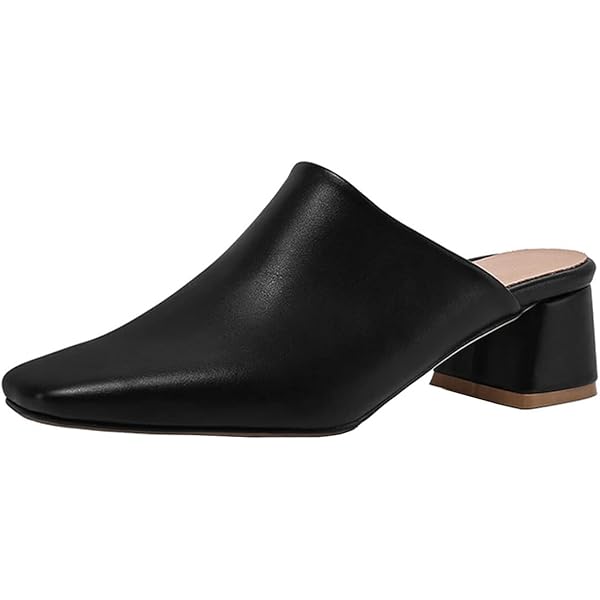 Amazon.com | LEHOOR Women Chunky Block Heel Mules Pointed