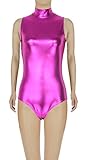 JustinCostume Women's Shiny Metallic Sleeveless Turtleneck Leotard Costume