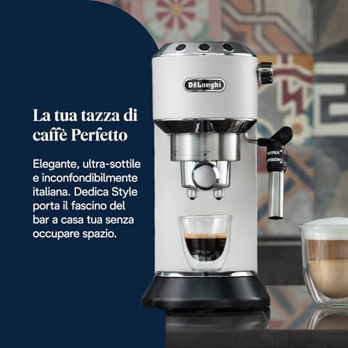 Dedica EC685.W Macchina da Caffè Espresso Manuale e Cappuccino, Caffè in Polvere o in Cialde E.S.E., 1350 W, Bianco