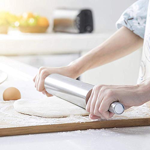 Chercherr Rolling Pin, Safe And Durable Smooth Home Metal Stainless Steel Rolling Pin For Baking Fondant Pie Cookie Cooking Assistant (C)
