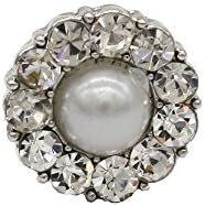 SHINYTIME Pearl Rhinestone Buttons 4 Pieces Sew-On Pearl Floral Round crystal Buttons for Bridal Clothing Decoration and DIY Crafts 0.7 inches