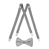 Silver Suspender & Bow tie Set (Adult)