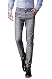 FLY HAWK Mens Plaid Dress Pants, Wrinkle-free Slim Fit Tapered Stretch Casual Pants,Flat Front Suit Pants