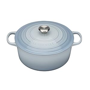 LE CREUSET Kenmerkende geëmailleerde gietijzeren ronde braadpan met deksel, 20 cm, 2,4 liter, kustblauw, 211772042