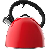 Vremi VRM030005N Whistling Tea Kettle, 2 quart/1.9L, Red
