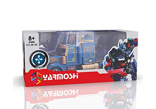 YARMOSHI Robot Truck 2 in 1 Action Figure, Autobot. This Remote Control Fighter Toy has a USB Connection for Easy Charging. Made of Safe, Sturdy Materials, (Blue-Gold)