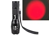 Zoomable Red Light LED Flashlight, CrazyFire 1000 Lumens High Power Handheld LED Lantern Torch with 5 Modes Switch Function For Hiking Hunting Boating Fishing Home Using Outdoor Activities
