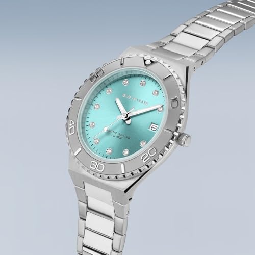 18936-707 Reloj de Cuarzo para Mujer de 36 mm con Caja de Acero Inoxidable Plateado, Esfera Azul, Brazalete y Detalles de Acero Inoxidable, Resistencia al Agua de 10 ATM