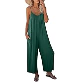 Dokotoo Women's Loose Jumpsuits for Women Adjustable Spaghetti Strap Stretchy Wide Leg Pant