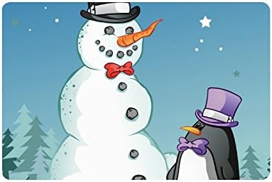 Custom Penguin And Snowman Cartoon Doormat Entrance Mat Floor Mat Rug Mats Rubber Non Slip 23.6"(L) x 15.7"(W)