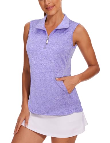 Tanst Sky Golf Shirts for Women Sleeveless Polo V Neck Athletic Tank Tops at Amazon