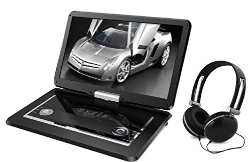 Sykik-SYDVD0133-141-Inch-All-multi-region-zone-free-HD-swivel-portable-dvd-playerUSBSD-card-slot-with-headphones-Ac-adaptor-car-adaptor-Remote-control-one-year-waranty-Black